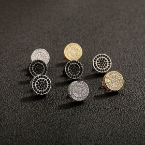 China Black Zirconium Copper Earrings Round Diamond Earrings 3.5g wholesale