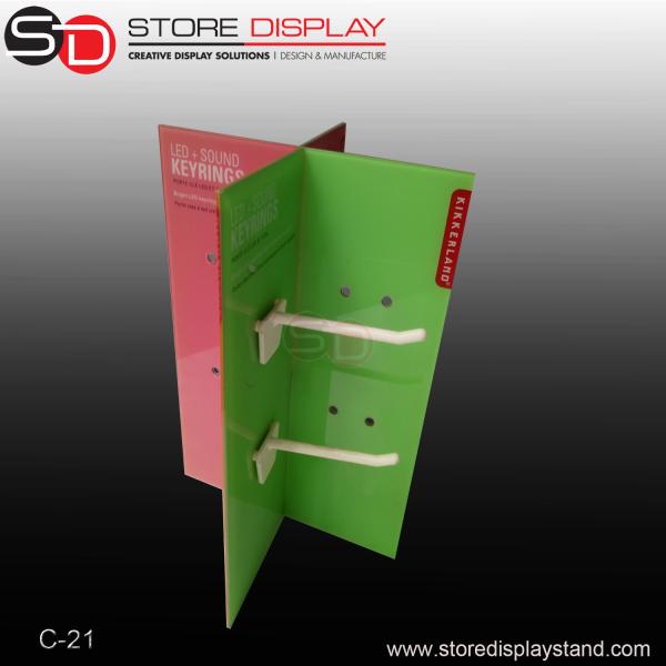 Quality Acrylic counter top display with hooks for hanging on the table for sale