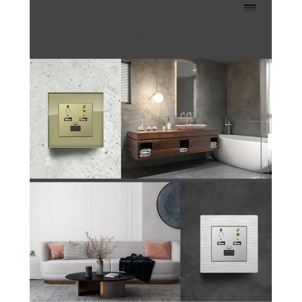 86x86mm Multimedia Socket Outlet Smart Wall Socket With Usb HDMI