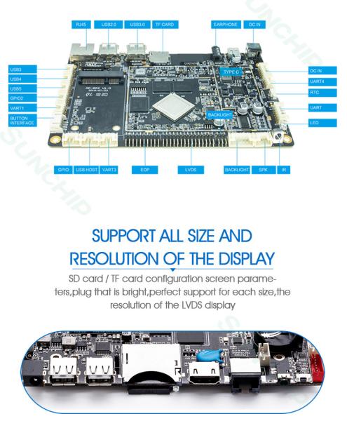 RK3288 Embedded Board Android LVDS EDP Display Interface Multi UART GPIO support