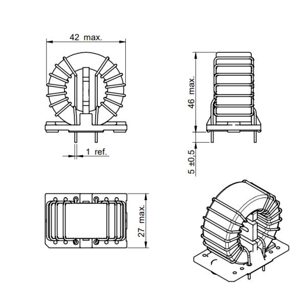 7448061309 Common Mode Inductor For Power Line In And Output Filter