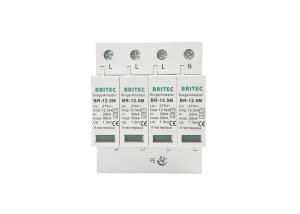 Pluggable Class 1 + 2 (B + C) Lightning Arrester Surge Protector SPD 10/350 12.5kA 4P