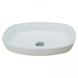 China High Glossy White Tempered Bathroom Wash Basins Melon Shape Countertop Basin Sinks wholesale