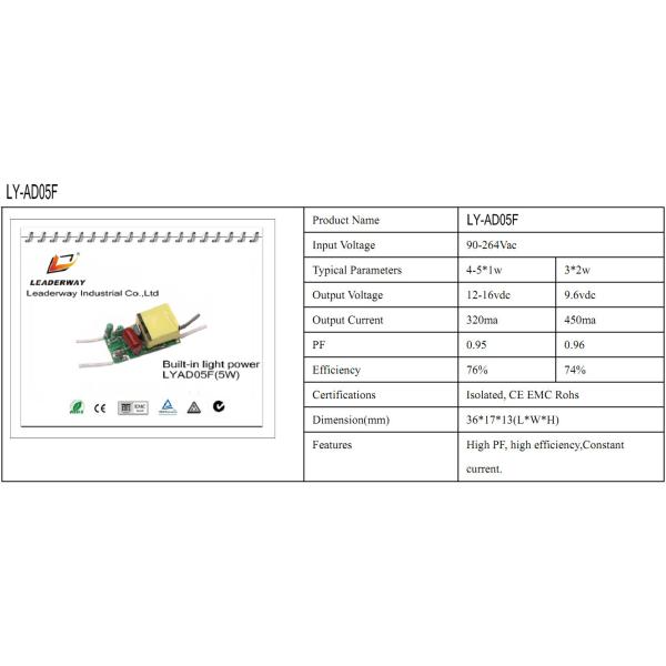 high PF open frame LED power driver 5W with CE standard