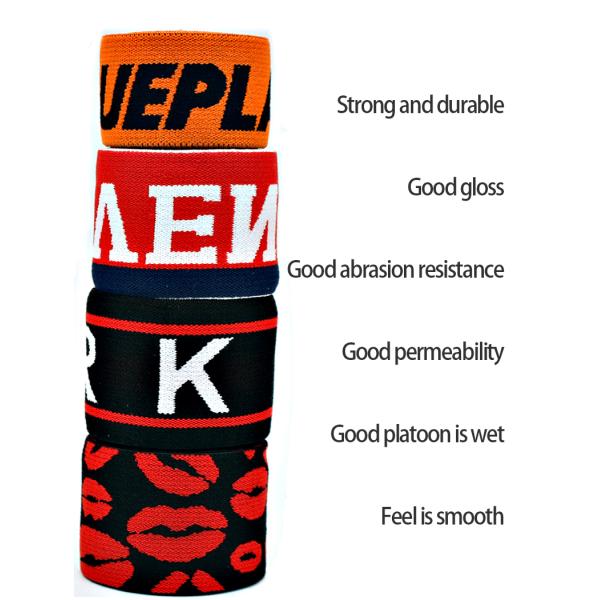 2 Inch nylon elastic band for clothing waistband underwear custom logo knitted elastic jacquard band