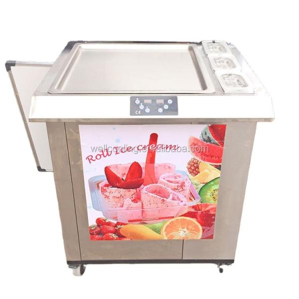 Factory Direct Selling Temperature Display Commercial Square Hard Ice Cream Quick Frozen Ice Cream Rolls Machine