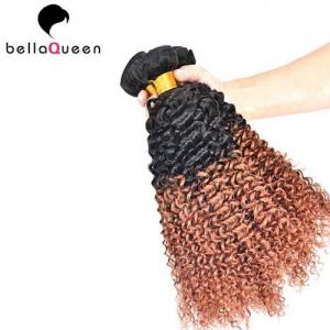 China Two Tones Ombre Remy Hair Extensions , Curly Human Hair Weaving For Black Women wholesale