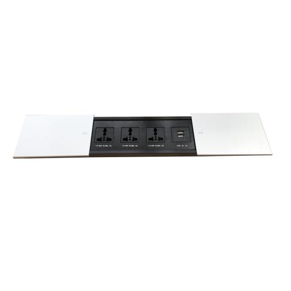 220V Sliding Power Outlet Strip Desk Mounted Sockets Custom