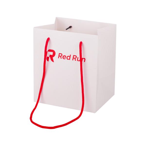 Square Bottom White Paper Bags Gift Flower Packaging Cotton Rope Handle