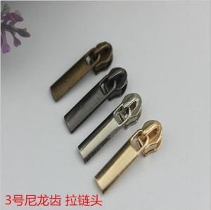 China Factory direct sale zinc alloy nylon zipper teeth 3# handbag gold zipper puller design wholesale