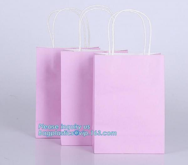 White Carrier Bags with Flat Handles,Wholesale Toy Washable Kraft Craft Paper Storage Bag,printed pink paper shopping gi