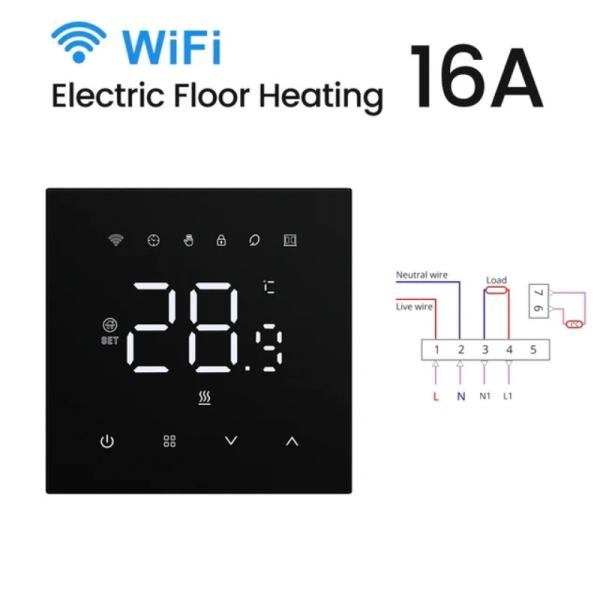 Quality Tuya WIFI Smart Electrical 16A Thermostat With LED Screen For Room Temperature Range -5.C-50.C Compatible With Wi Fi 2.4GHz B/g/nTouch / Mobile APP/ Voice Control Compatible With Alexa/Google Home for sale