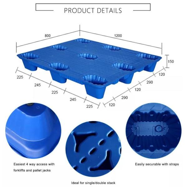 9 Feet Flat Surface Nestable Plastic Pallet Solid Top
