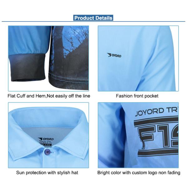 Multi - Functional Fabric Sublimated Fishing Jerseys 3D Cutting Breathable Blue Color