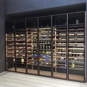 China High-End Wine Liquor Cabinet Thermostatic Gold Color Stainless Steel Wine Rack wholesale