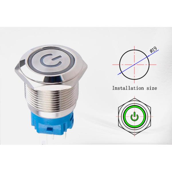 19mm Latching Metal Push Button Switches On Off Illuminated Dot Light