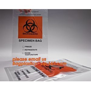 Biohazard LDPE lab specimen zipper bag customized Printing medicine bags,