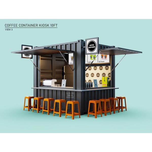 Main Structure Galvanized Steel Square Tubes 10ft Movable Bar Cafe Store for 20ft Shipping Container Garden Coffee Shop