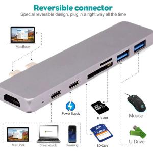 China Type-C DUO Adapter 50Gbps for MacBook Pro 2017/2016 13 15,7in1 USB-C 100W Power Delivery,USBC 5Gbps Data hub adapter on sale