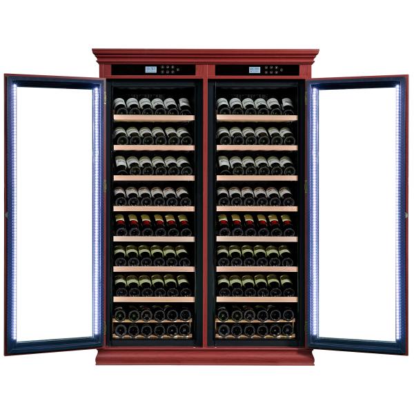 Smart Touch Control Dual-Zone Wood Wine Cooler Cabinet With Locking Glass Door Smart Touch Control Dual-Zone Wood Wine Cooler Cabinet With Locking Glass Door