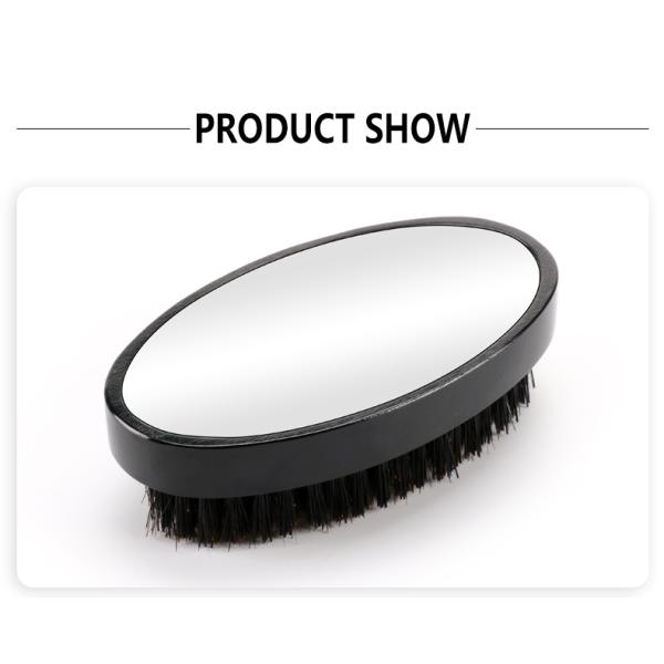 Beard Brush With Mirror Soft or Medium Hard Boar Bristle Wooden Handle for Men