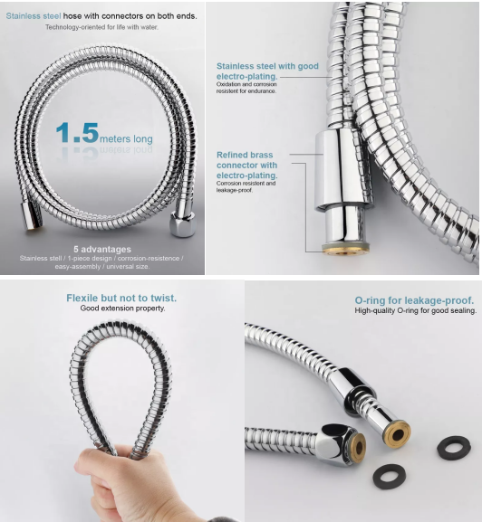Hot Cold Water Function Stainless Steel Shower Hand Connection Pipe For PVC Bidet Hose