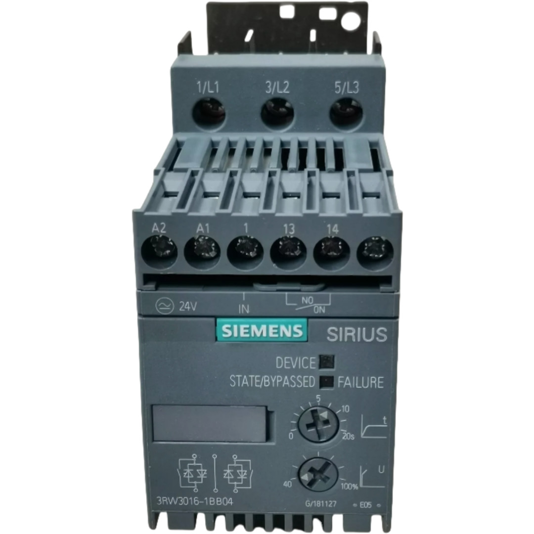 China SIEMENS 3RW3016-1BB04 SIRIUS SOFT STARTER S00 9 A, 4 KW/400 V, 40 °C 200-480 V AC, 24 V AC/DC SCREW TERMINALS wholesale