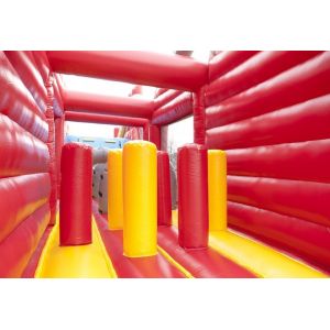 Funny Fire Truck Bounce House Obstacle Course With Climbing Wall