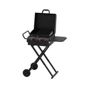 China 90*80*53cm Black Steel Portable Outdoor Cool Camping Gas Grill With Small Wheels wholesale