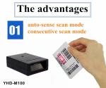 RS232 Fixed Barcode Scanner Module Kiosk Embedded Mini Barcode Reader YHD-M100L