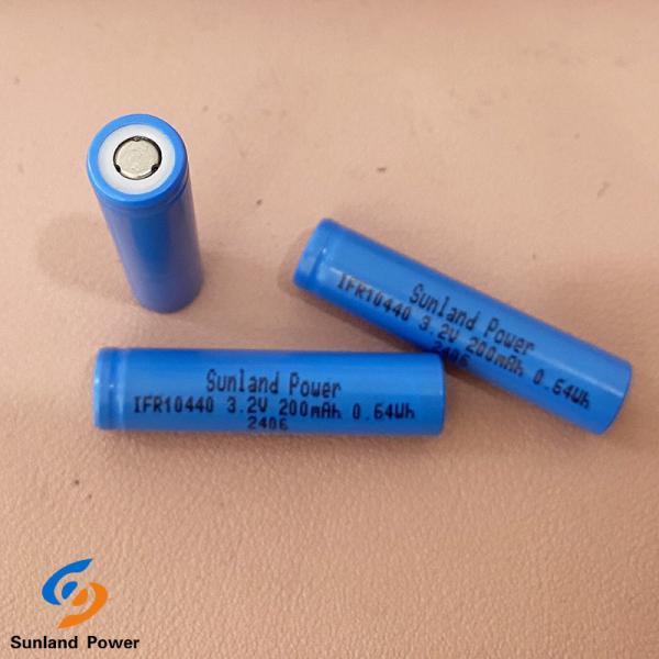 Rechargeable Lithium Battery IFR10440 AAA 3.2V LiFePO4 200mAh Cell Flat Cap