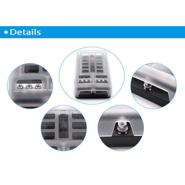 12 Circuit Ways Blade Fuse Box Positive Negative Bus Bar Fuse Block Box Holder with LED Indicator Dust-proof Protection