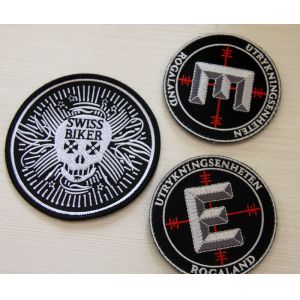 Round Velcro Custom Embroidered Patches , embroidered name patches