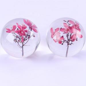 China Artificial Transparent Paperweight , Clear Epoxy Resin Ball With Real Dry Flower Inside wholesale