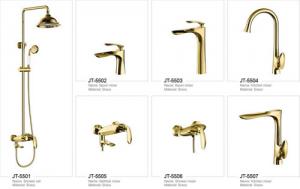 China Luxury Golden Brass Bathroom Basin Faucet Single Hole Mount 18L/Min on sale