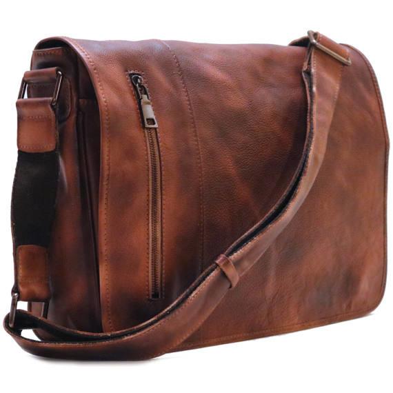 Quality Men's Distressed Full Grain Leather Messenger Bag, Leather Bag, Cross Body Bag, Briefcase for sale