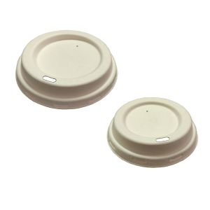 China 8cm Biodegradable Sugarcane Bagasse Coffee Cup Lids Eco Friendly on sale