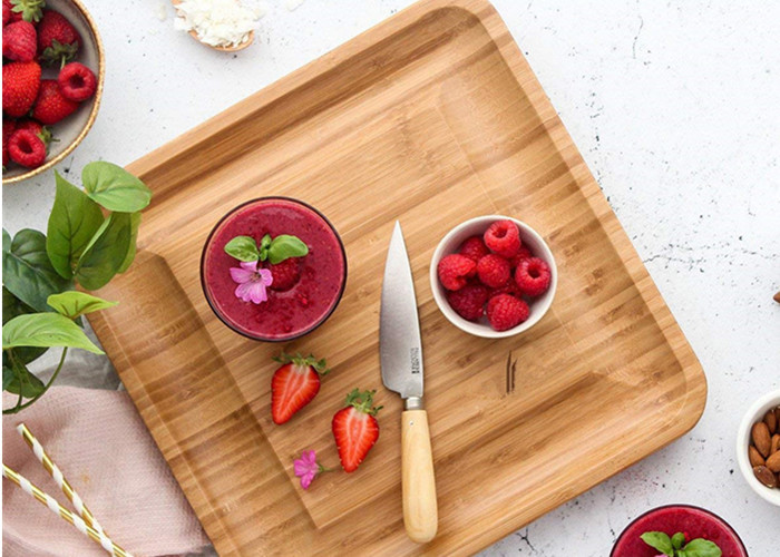 Quality Food Level Multifunction Bamboo Cheese Cutting Board Large Square Shaped 13x13" for sale