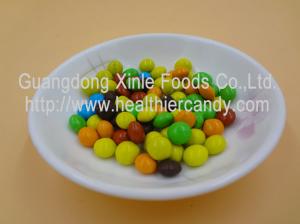 China Good Taste Crispy Chocolate Cacao Beans Yellow / Red / Blue Colour Jelly Candy wholesale
