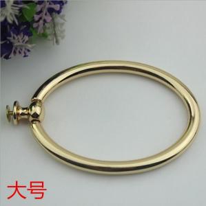 China Unique fashion handbag hardware light gold metal circle handle for tote bag on sale