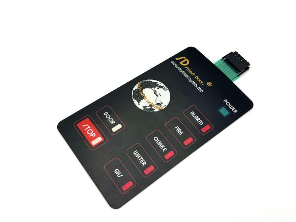 Flat Button Semi Transpranet Red LED Window Backlit Membrane Switch Panels With