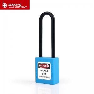 China 2018 BOSHI Most Popular Plastic long nylon shackle safety padlock for industrial safety wholesale
