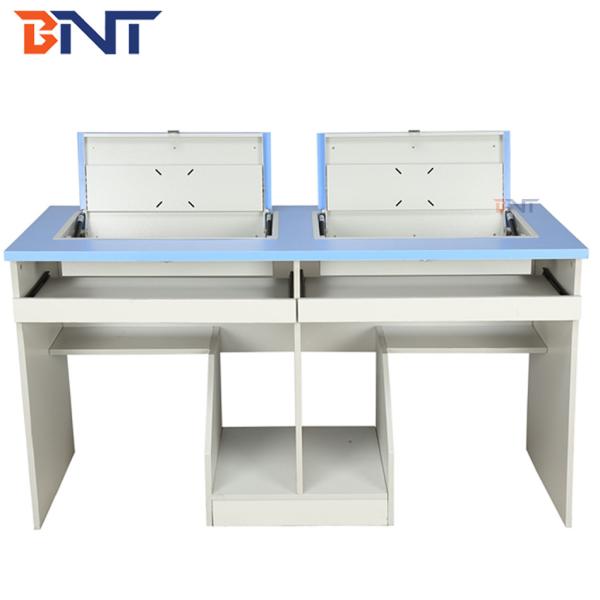 Quality Anti Rust Double Student Computer Desk With Flip Up Hidden LCD Screen Case for sale