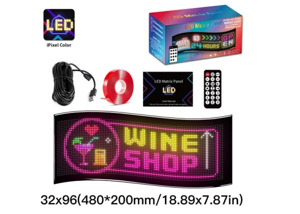 Quality 32*96 Double Row LED Advertising Sign Car Panel Flexible Pixel Programmable Scrolling DIY Text Matrix Panel for sale
