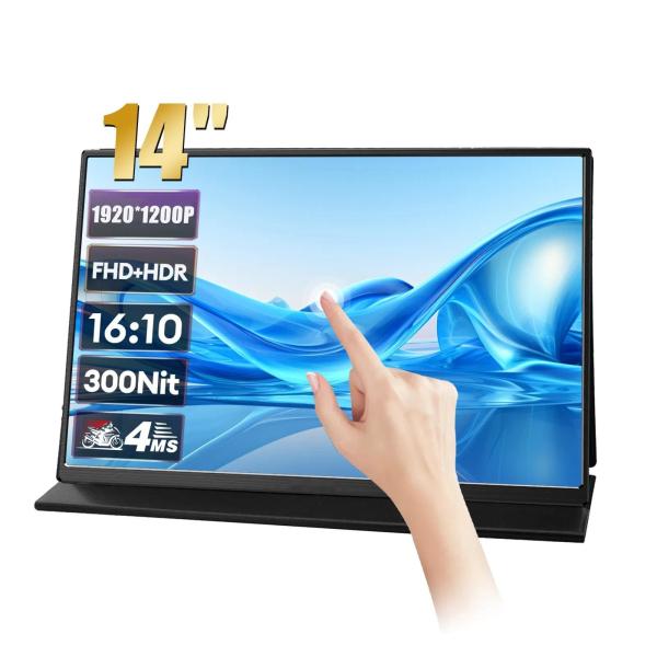 Quality 14 Inch Portable 1920*1200P LCD Touch Screen Monitor USB Compatible with Computer PC PS4 PS5 for sale