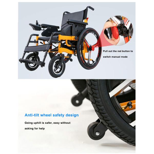 Outdoor Electric Medical Transport Wheelchair 24V 12Ah Battery Folding