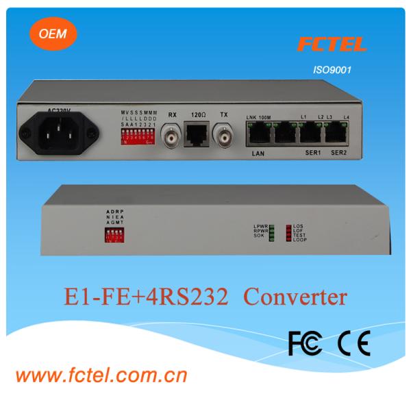 Quality Ethernet Bridge plus 2 serial interfaces E1-FE+4RS232 Protocol Media Converter for sale