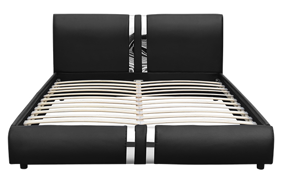 Fashion Stainless Steel Bar Hearboard And Footboard Black PU Bed Frame 160*200