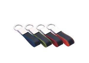 China Stitch Metal Snap Hook Key Ring 7mm Debossing Leather Car Key Holder wholesale