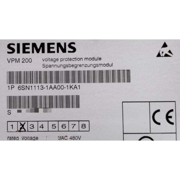 SIEMENS 6SN1113-1AA00-1KA1 VOLTAGE PROTECTED MODULE 200A SIMODRIVE VPM 200,